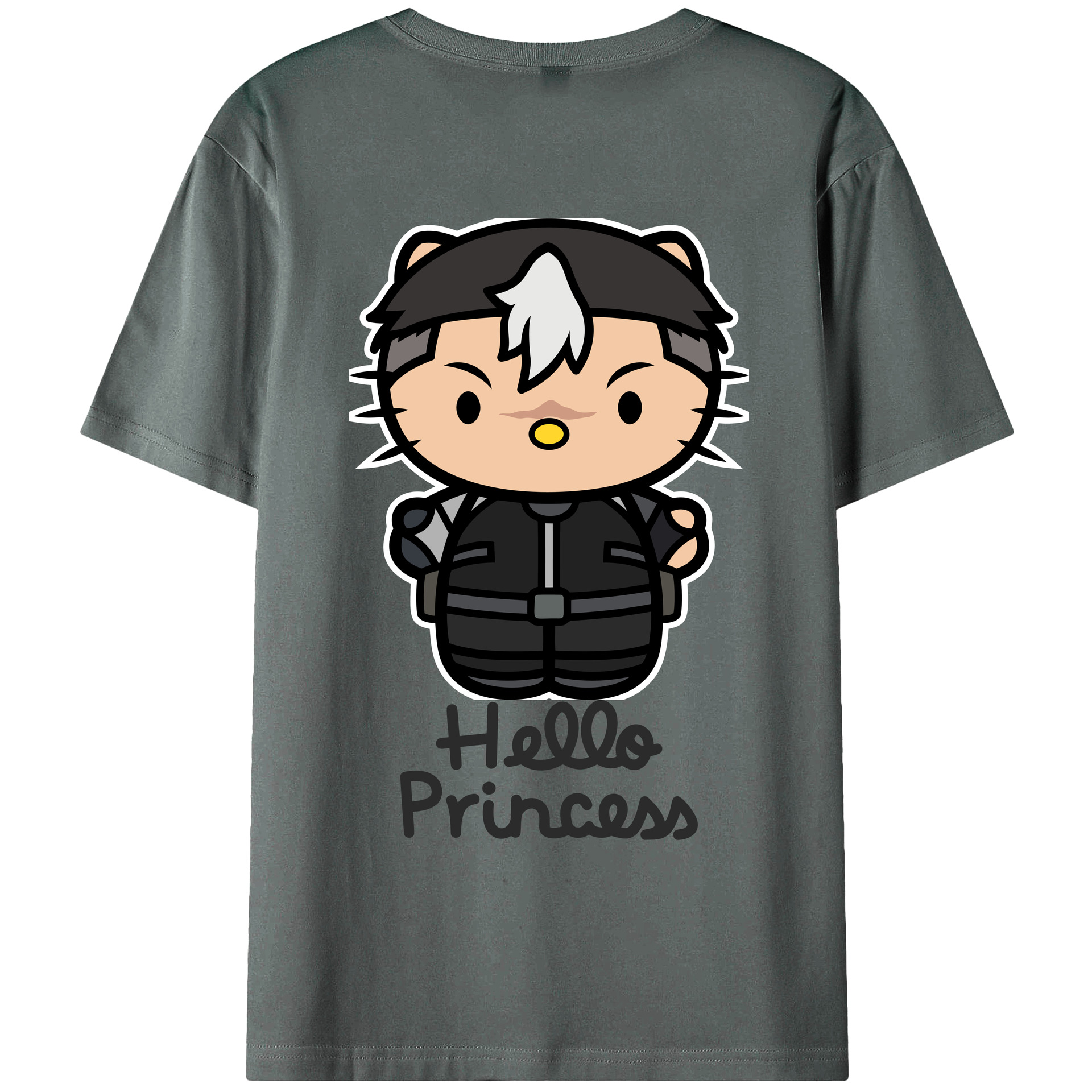 （画像用） Hello Kitty ハローキティ 綿100％ メンズ半袖Tシャツ（バックプリント） 通気性